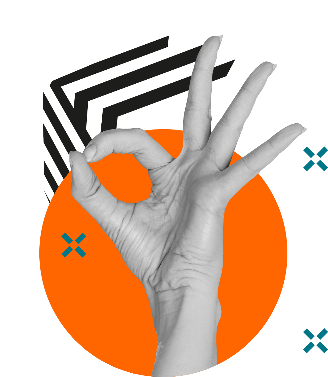 Eine Hand die das Handzeichen okay gibt